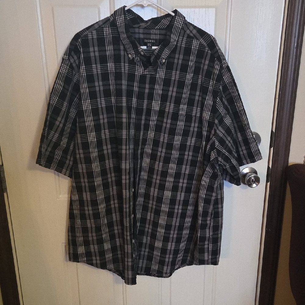 George Black and White Casual Button Down Shirt Size 3XL